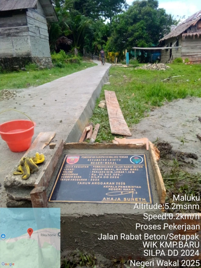Pembangunan Rabat Beton Wik Kampung Baru Negeri Wakal dari SiLPA Dana Desa 2024 Dilaksanakan Tahun Anggaran 2025